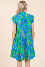 Load image into Gallery viewer, New Summer Leaf Print Ruffle Sleeve Tiered Mini Dress – Fluttering, Fresh and Playful Leaf Pattern with Feminine Ruffle Sleeves
