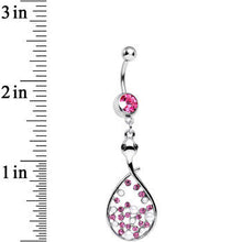 Load image into Gallery viewer, Pink Cubic Zirconia Bubbling Snake Dangle Belly Ring
