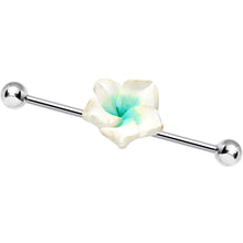 Load image into Gallery viewer, Light Green White Beautiful Blossoming Flower Industrial Barbell 37mm
