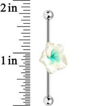 Load image into Gallery viewer, Light Green White Beautiful Blossoming Flower Industrial Barbell 37mm
