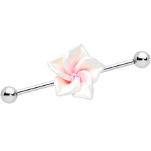 Load image into Gallery viewer, Pink White Beautiful Blossoming Flower Industrial Barbell 37mm
