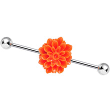 Load image into Gallery viewer, Orange Garden of Treasures Carnation Flower Industrial Barbell 37mm
