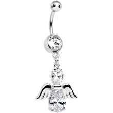 Load image into Gallery viewer, Clear Cubic Zirconia Bowling with My Angel Dangle Belly Ring
