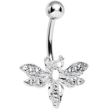 Load image into Gallery viewer, Clear Gem Flashy Flying Dragonfly Belly Ring
