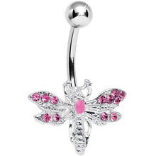 将图片加载到图库查看器，Pink Gem Flashy Flying Dragonfly Belly Ring
