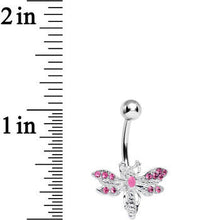 将图片加载到图库查看器，Pink Gem Flashy Flying Dragonfly Belly Ring
