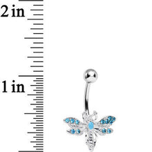 Load image into Gallery viewer, Aqua Gem Flashy Flying Dragonfly Belly Ring

