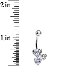 Load image into Gallery viewer, Aurora Gem Trebled Heart Belly Ring
