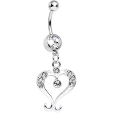 Load image into Gallery viewer, Clear Gem Fanciful Arched Heart Dangle Belly Ring
