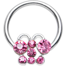 Load image into Gallery viewer, 14G 7/16 Pink Gem Brilliant Butterfly BCR Captive Ring
