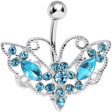 将图片加载到图库查看器，Aqua Gem Victorian Bewitching Butterfly Belly Ring
