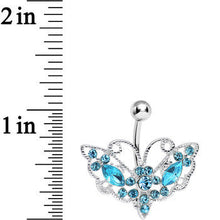将图片加载到图库查看器，Aqua Gem Victorian Bewitching Butterfly Belly Ring
