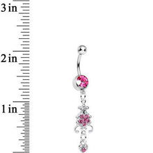 Load image into Gallery viewer, Pink Gem Sparkling Fleur De Lock Dangle Belly Ring
