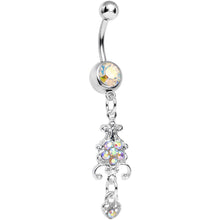 Load image into Gallery viewer, Aurora Gem Sparkling Fleur De Lock Dangle Belly Ring

