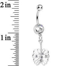 Load image into Gallery viewer, Clear Gem Fancy Blossoming Butterfly Dangle Belly Ring
