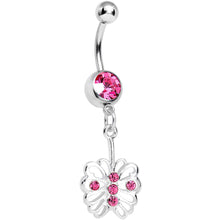 Load image into Gallery viewer, Pink Gem Fancy Blossoming Butterfly Dangle Belly Ring
