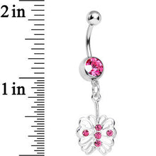 Load image into Gallery viewer, Pink Gem Fancy Blossoming Butterfly Dangle Belly Ring
