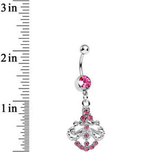 Load image into Gallery viewer, Pink Gem Shimmering Divine Fan Dangle Belly Ring
