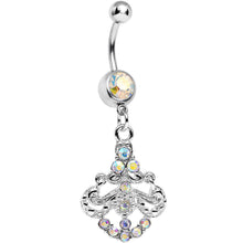 将图片加载到图库查看器，Aurora Gem Shimmering Divine Fan Dangle Belly Ring
