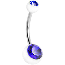 Load image into Gallery viewer, Blue Cubic Zirconia Clear Acrylic Dual Dazzle Belly Ring
