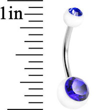 Load image into Gallery viewer, Blue Cubic Zirconia Clear Acrylic Dual Dazzle Belly Ring
