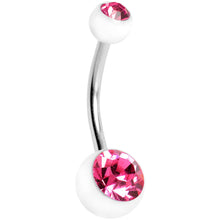 Load image into Gallery viewer, Pink Cubic Zirconia Clear Acrylic Dual Dazzle Belly Ring
