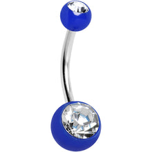 Load image into Gallery viewer, Clear Cubic Zirconia Blue Acrylic Color Blast Belly Ring
