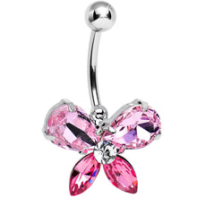 Load image into Gallery viewer, Pink Gem Spirited Sparkling Butterfly Belly Ring
