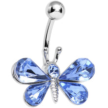 将图片加载到图库查看器，Light Blue Gem Dynamic Dragonfly Belly Ring
