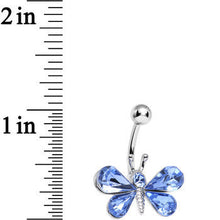将图片加载到图库查看器，Light Blue Gem Dynamic Dragonfly Belly Ring
