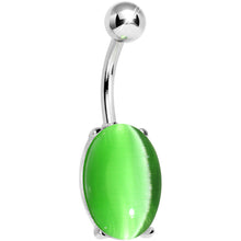 将图片加载到图库查看器，Green Opal Elliptical Belly Ring

