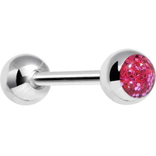 Load image into Gallery viewer, Pink Glitter Follow the Party Barbell Tongue Ring
