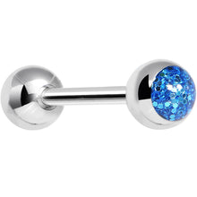 Load image into Gallery viewer, Aqua Glitter Follow the Party Barbell Tongue Ring

