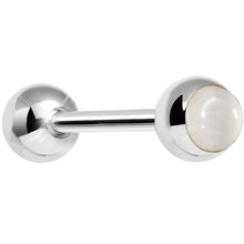 Load image into Gallery viewer, Pure as Snow White Faux Opal Barbell Tongue Ring
