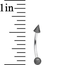 Load image into Gallery viewer, 16G 3/8 Black Sandblasted Steel Curved Eyebrow Ring 3mm Cone
