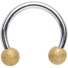 Load image into Gallery viewer, 16G 5/16 Gold Tone Sandblasted Ball Ends Horseshoe Barbell
