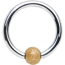 Load image into Gallery viewer, 16G 5/16 Gold Sandblasted Steel BCR Captive Ring 3mm Ball
