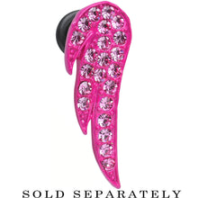 Load image into Gallery viewer, 4G Pink Gem Brilliant Angel Wing Single Flare Steel Plug
