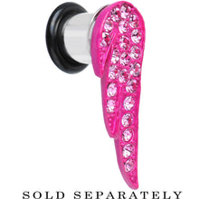 Load image into Gallery viewer, 0G Pink Gem Brilliant Angel Wing Single Flare Steel Plug
