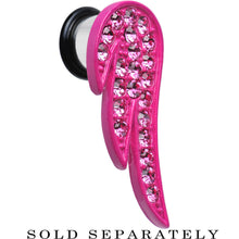 Load image into Gallery viewer, 00G Pink Gem Brilliant Angel Wing Single Flare Steel Plug
