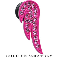 Load image into Gallery viewer, 1/2 Pink Gem Brilliant Angel Wing Single Flare Steel Plug
