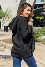 将图片加载到图库查看器，Women Full Size Teddy Hooded Jacket with Pockets Cozy Casual Jacket Comfortable Women Jacket

