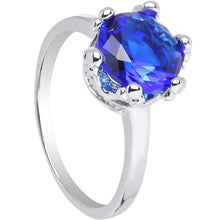 Load image into Gallery viewer, Blue Cubic Zirconia Magnificent Queen Ring Sizes 6 to 8
