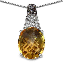Load image into Gallery viewer, 4.50 Carat Genuine Citrine, Champagne Diamond &amp; White Diamond .925 Sterling Silver Pendant
