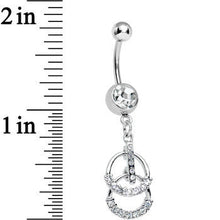 将图片加载到图库查看器，Clear Gem Double Ring of Bling Dangle Belly Ring
