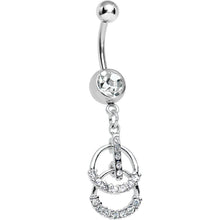 将图片加载到图库查看器，Clear Gem Double Ring of Bling Dangle Belly Ring
