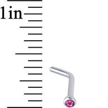Load image into Gallery viewer, 18G Pink Gem Stainless Steel L-Shaped Nose Ring 1/4

