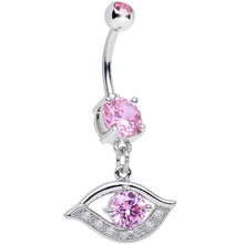 将图片加载到图库查看器，Pink Clear Gem Mysterious and Exquisite Eye Dangle Belly Ring
