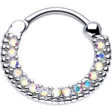 Load image into Gallery viewer, 16G 3/8 Aurora CZ Ring of Brilliance Septum Clicker
