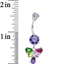 Load image into Gallery viewer, 925 Sterling Silver Multi CZ Fluttering Butterfly Dangle Belly Ring
